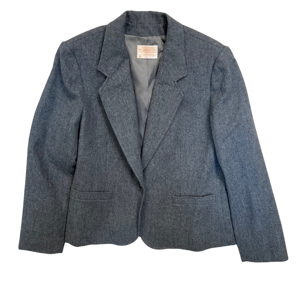 Vintage‎ Pendleton Women's 14 Pure Virgin Wool Blazer Charcoal Grey Made in USA